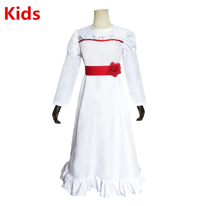 Kids dress Девушка Хэллоуин платье Кукла Аннабель косплей костюм для женщин и детей Взрослый Хэллоуин костюм ужас Волшебные волосы Аннабель - Цвет: Kids dress