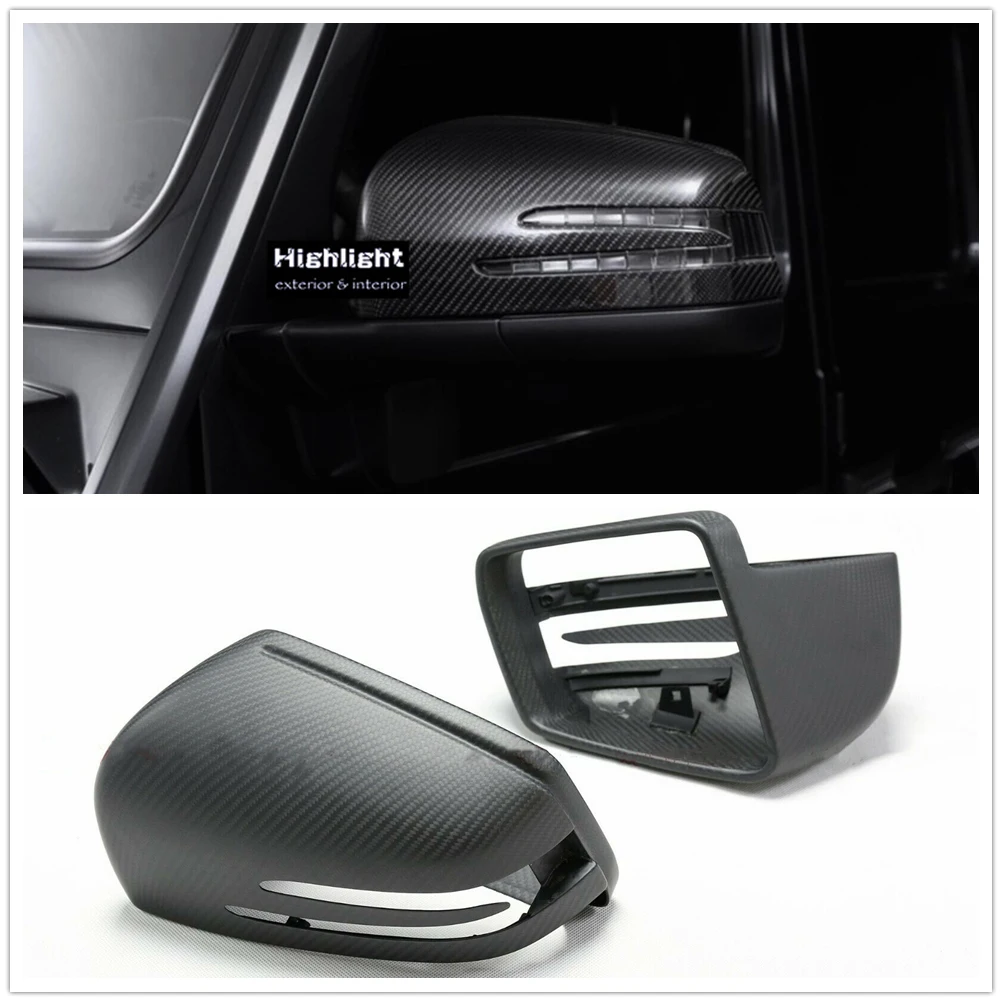 

Matte Carbon Fiber Mirror Cover Car Exterior Rear View Caps Side Case Replacement For Mercedes Benz W463 G500 GL X166 GLEB