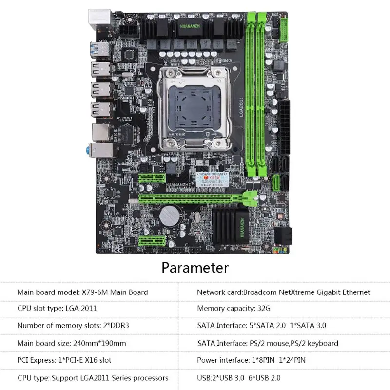 High Quality Huananzhi X79 Motherboard LGA 2011 USB3.0 SATA3 Support REG ECC Memory and Xeon E5 Processor