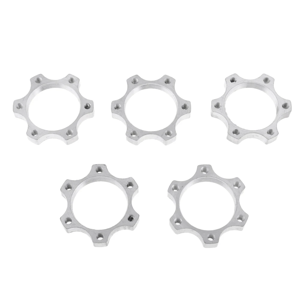 5Pcs Heavy Duty 44mm Bicycle Free Wheel Threaded Hubs Nut 6 Bolt Disk Disc Brake Flange Adapter