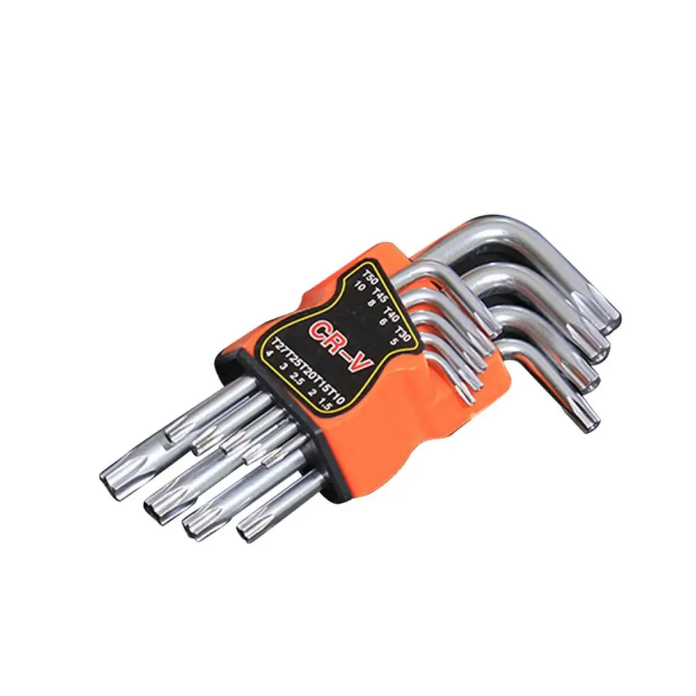 

9 Pcs Plum Star Hex Key Wrench Sets Torx L Shape Repair Tool Screwdriver Tool Set CR-V Steel Torque Spanner