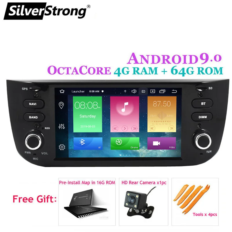 Best SilverStrong Android9.0 4G 64GB 8Core Car Radio for FIAT Punto 199 310/ Linea 323 2012 2013 2014 2015 2016 option DAB TPMS 5