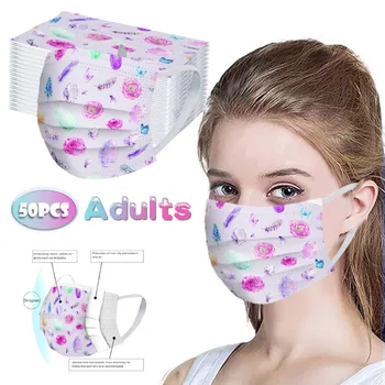 

50pcs Disposable Mask Mascarilla Mascarar Dustproof Adults Printed Breathable Face Cover 3-layer Masks Masque Mondkapjes