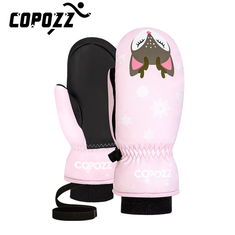 COPOZZ Child Ski Gloves 3M Thinsulate Winter Keep Warm Finger Mittens Cute Cartoon Winter Ultralight Snowboard Gloves Kids