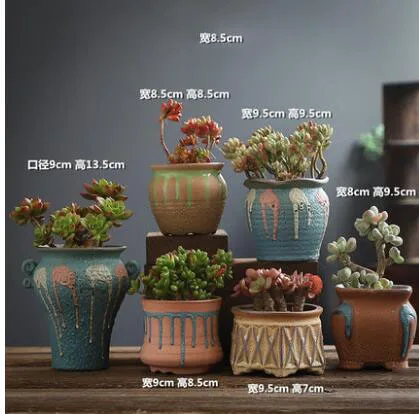 style23-6PCS Американская Керамика дышащее керамическое украшение цветочный горшок домашняя гостиная фигурки ремесла открытый суккулент растение украшения - Цвет: style23-6PCS