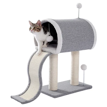 H228cm Pet Cat Tree Toy Condo Cat Climbing Tower Multi-layer With Hammock Cat House Furniture Scratching Solid Wood Post for Cat 5