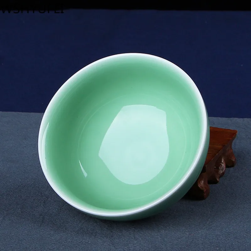 

New style Longquan celadon teacup Kung Fu flower tea cup Travel convenience tea set Office household tea bowl WSHYUFEI