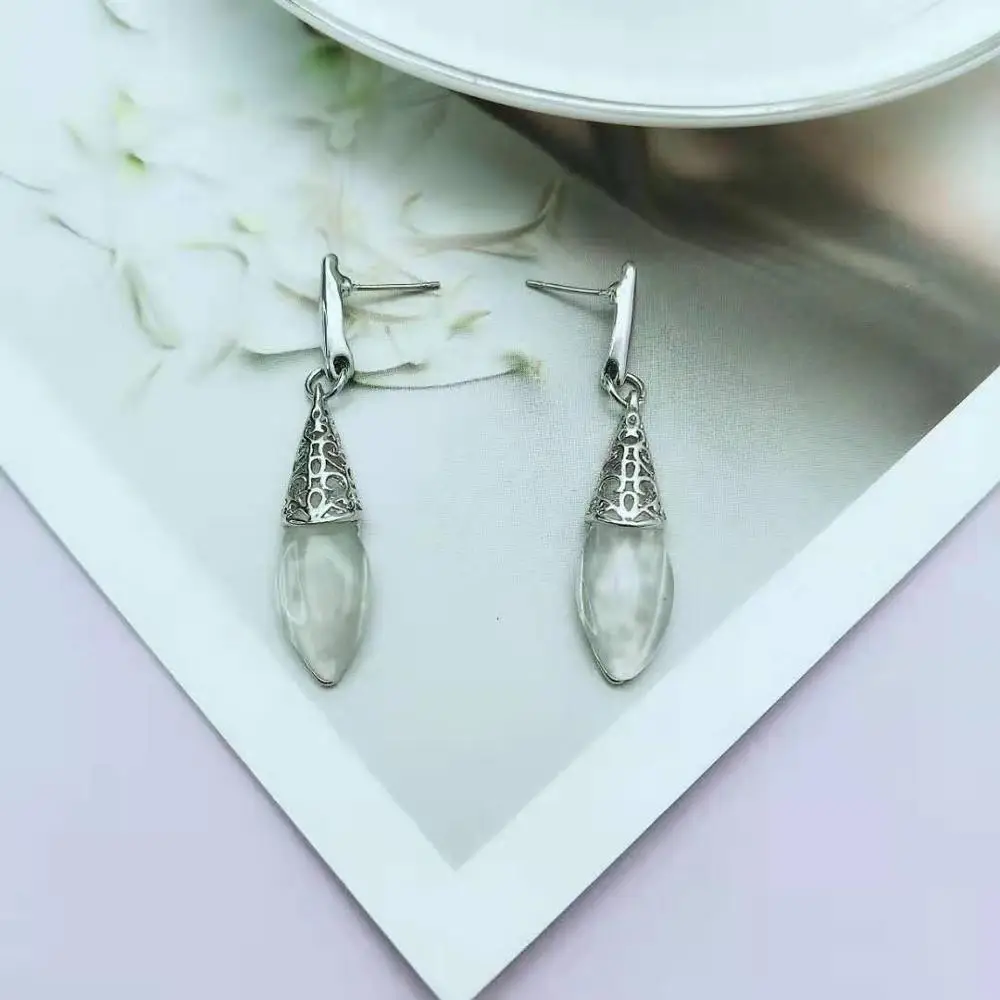 CUTE WOMEN EARRINGS SILVER COLOR PALTING GOOD QUALITY STONE WATER DROP PENDANT EARRING | Украшения и аксессуары