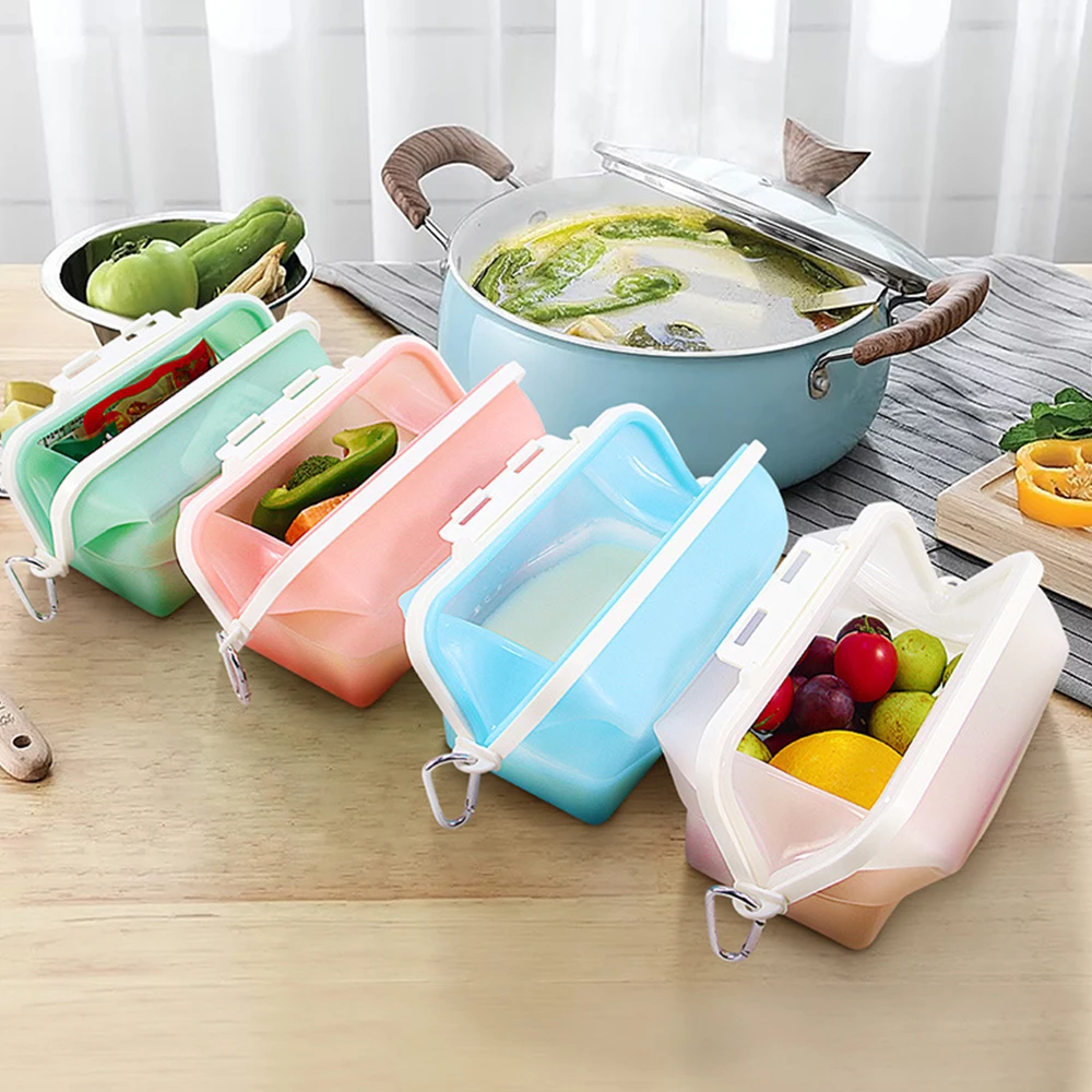 Silicone Freshkeeping Bag Reusable Fruit Vegetable Sealed Bag Folding