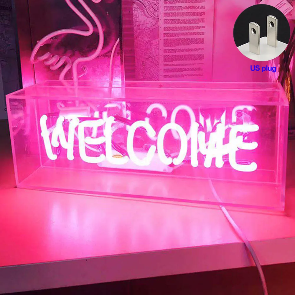 

Atmosphere English Words Bedside Lamp Party Iron Box Neon Light Home Decor Desktop Gift Indoor Bedroom Romantic Fashion