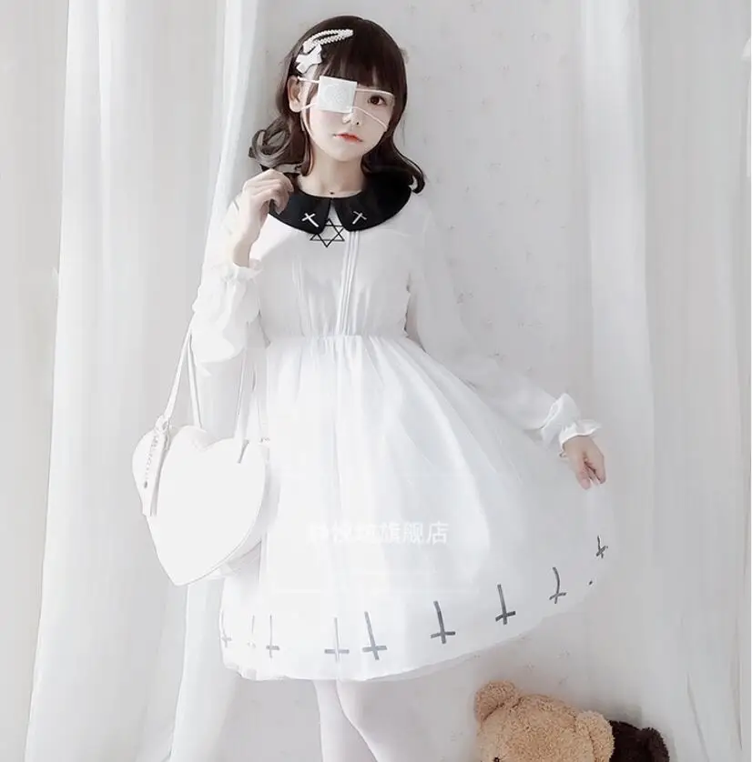 Японская Лолита платье OP Винтаж в стиле Готик Милые Kawaii Cos Чай вечерние лоли Vestidos |