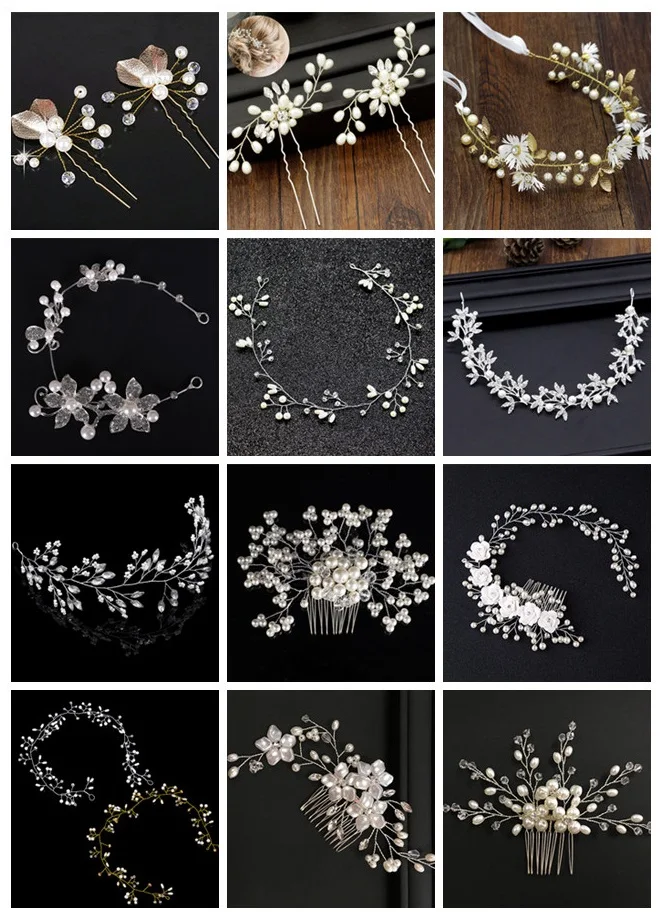 Crystal Simulated Pearl Hair Comb For Wedding Bride Hair Jewelry Multi Style Color Hair Accessories Handmade Headpiece Tiara