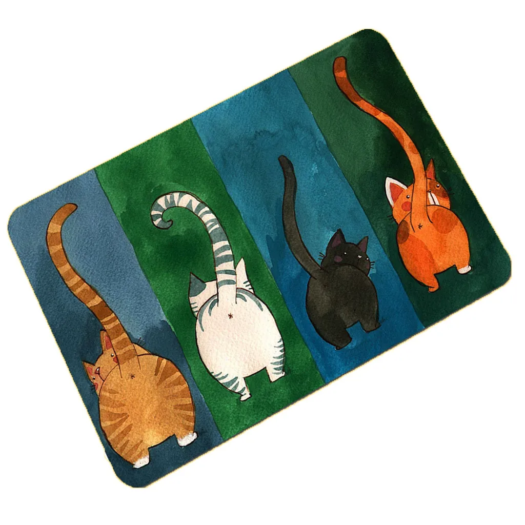 Cartoon Animal Cat Printing Doormat Flannel Home Decoration Non-slip Floor Mat Door 40x60CM Tapis de bain felpudo | Дом и сад
