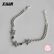 Роскошный AAA черный кубический цирконий браслеты для женщин Винтаж 925 пробы серебряная звезда Снаряженная кубинская цепочка персонализированный браслет