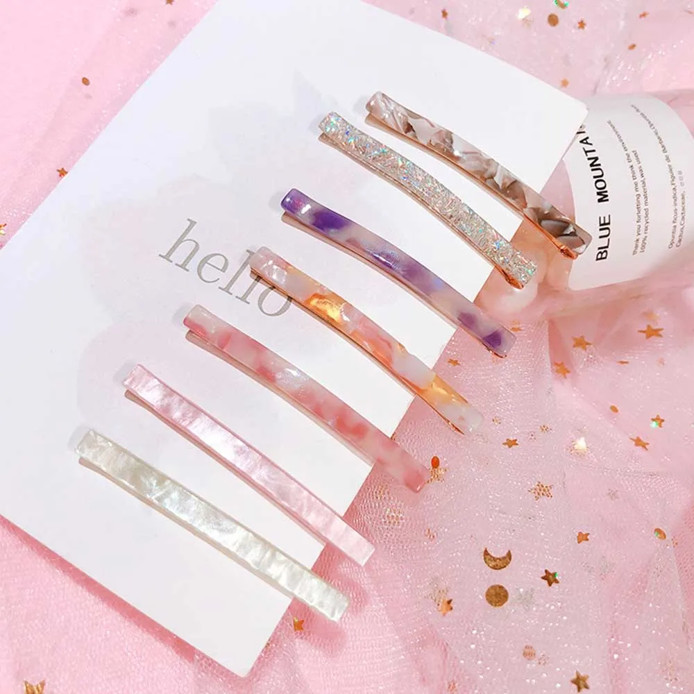 

1Pcs New Women Trendy Resin Acetate Hair Pin Clip Triangle Long Hair Clip Geometric Hairpins Clips Hair Styling Accessories
