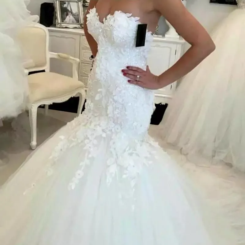 

Angelsbridep Sweetheart Mermaid wedding dress Vestidos De Novia Charming Appliques Tulle Formal Bridal Gowns Suknia Slubna