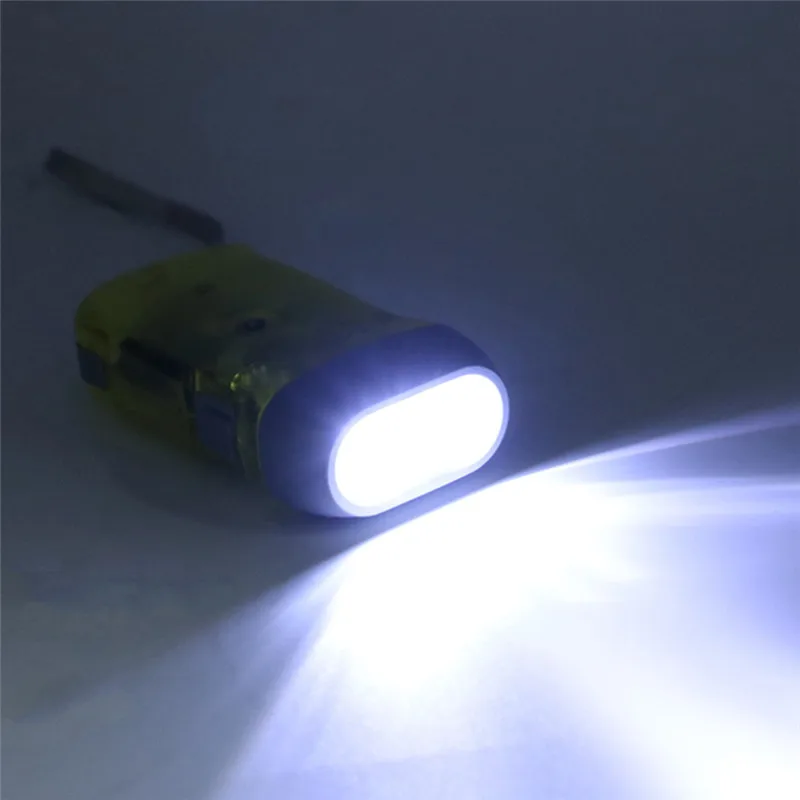 1pc 3 LED Hand Pressing Dynamo Crank Power Wind Up Flashlight Torch Hand Press Crank Camping Lamp Emergency Light Random Color