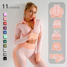 Gym Suits Yoga-Set Running-Clothes Women Sportswear Seamless Fitness Workout Female 5pcs