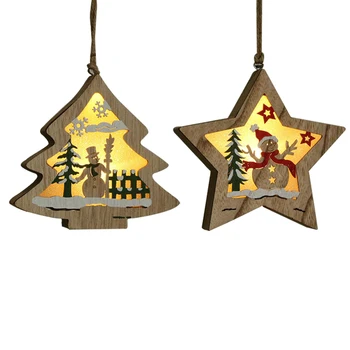 

Painted Glowing Wood Pendant/Christmas Wooden Glow Pendant/Home Decor/DIY House/Christmas Tree Pendant/Christmas Gift