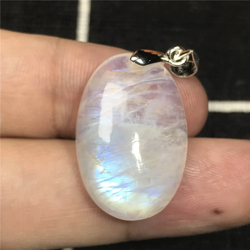 

Top Natural Moonstone Blue Light Pendant For Woman Man 24x13x6mm Beads Horse Eye Crystal Silver Necklace Pendant Jewelry AAAAA