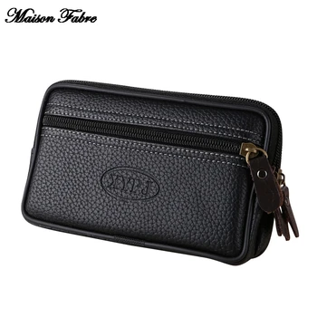 

Maison Fabre Vintage Men Pure Color Leather Messenger Bag Hot Coin Bag Phone Bag Clutch Waist Bag 2020