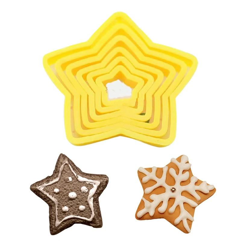 

6Pcs/set Christmas Tree Cookie Cutter Stars Shape Fondant Cake Biscuit Cutter Mold 3D Cake Decorating Tools