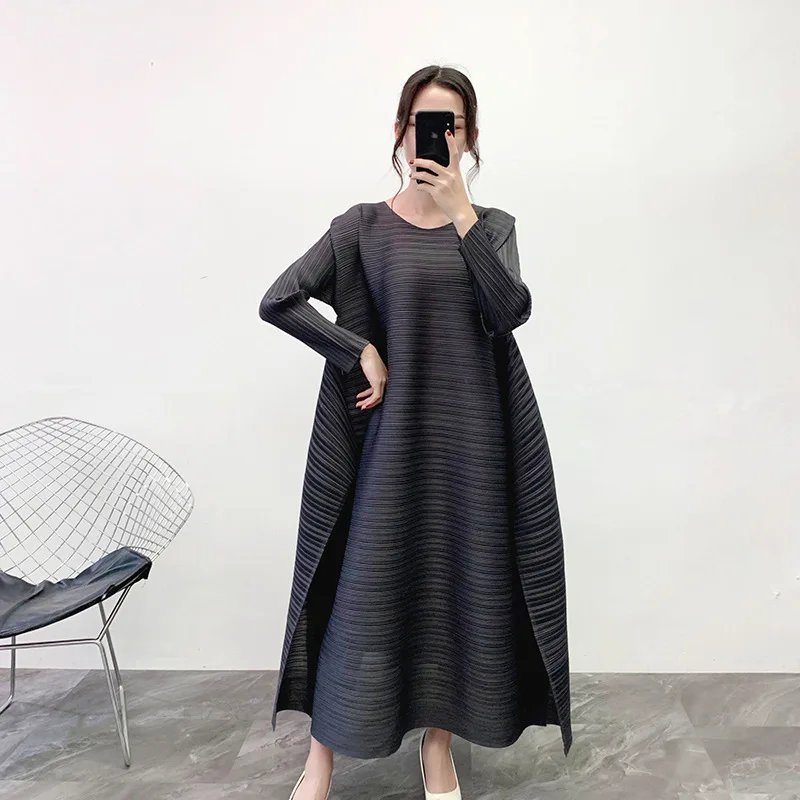 Miyake Плиссированное Платье Весна сплошной цвет над лодыжками платья