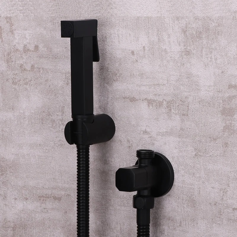 Brass Matte Black Square Bidet Set Toilet Handheld Bidet Toilet Spray