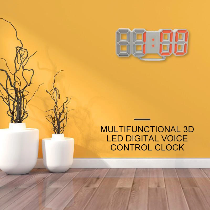 3D светодиодный цифровые часы Повтор для спальни настольные будильники подвесные настенные часы календарь термометр домашний Декор подарок с батареей