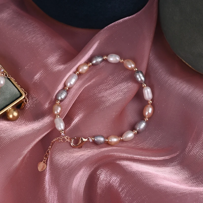 5Pcs/Lot 100% Natural Freshwater Pearl 14K Gold Plated Copper Jewelry Beads Strand Bracelets DIY Making Accessories Findings