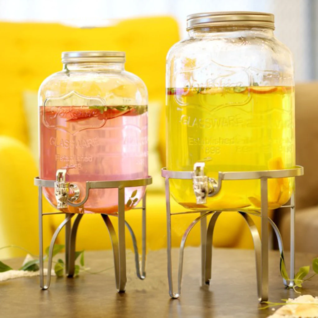 Metal Iron Drink Dispenser Stand Basket Party Juice Tea Bucket Holder Stand for Pub Bar Cafe Juice Tea Wine Beer Used