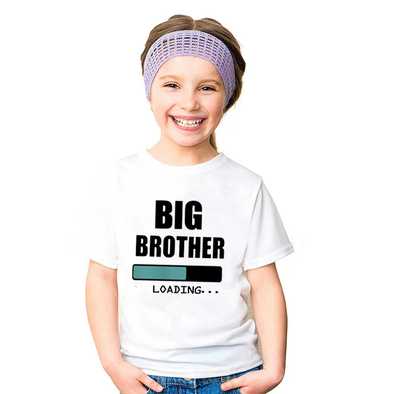 1 шт. Детская футболка с надписью Big Brother/sister Loading|Тройники| |