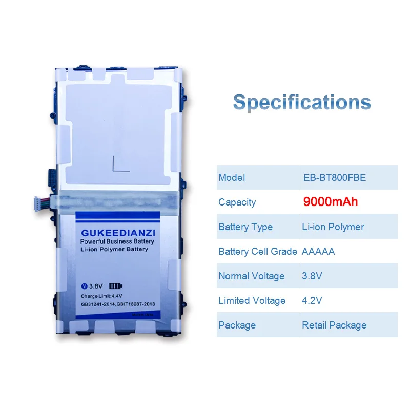 GUKEEDIANZI планшетный аккумулятор EB-BT800FBE для samsung Galaxy Tab S 10,5 T800 T801 T805 9000 мАч Сменные Аккумуляторы