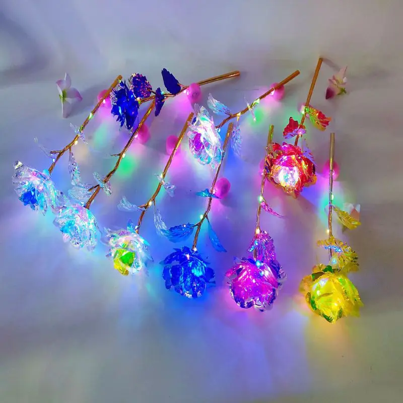 

Luminous 33k Light String Artificial Flowers Gold Foil Rose Star Valentine's Day Gift Home Decoration 2020