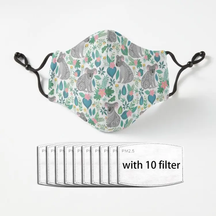 Цветочная модная маска для рта Koala пылезащитные дышащие моющиеся маски лица