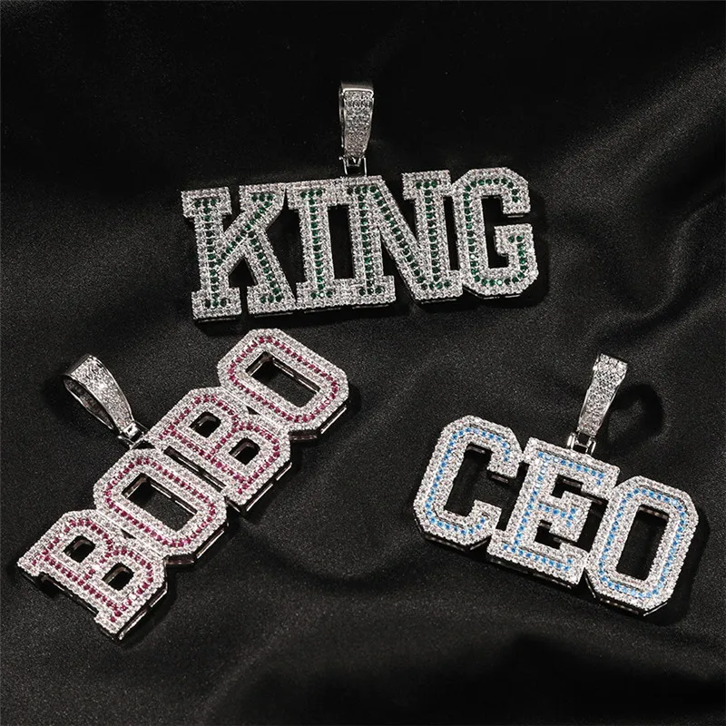 

Custom Name Pendant Iced Out Bubble Letters Necklace For Men Women Hip Hop Zirconia Jewelry With Chain