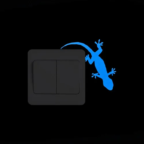 009 Gecko Светильник-переключатель, светящаяся Наклейка на стену, мультяшная светится в темноте, наклейка для детской комнаты, украшение для дома, кошка, фея - Цвет: 009 Gecko