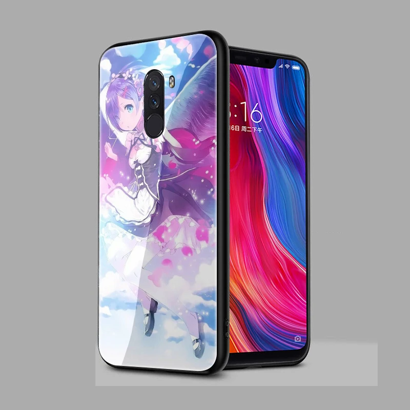 EWAU аниме ноль rem чехол из закаленного стекла для телефона для Xiaomi 5X6X8 Lite 9 A1 A2 F1 Redmi 4X 6A Примечание 5 6 7 pro