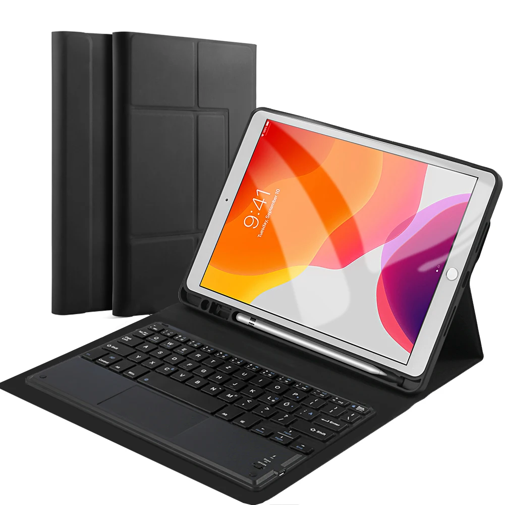 Чехол с немецкой клавиатурой для iPad 10,2 чехол из искусственной кожи откидная подставка Bluetooth тачпад Клавиатура планшет защитный чехол