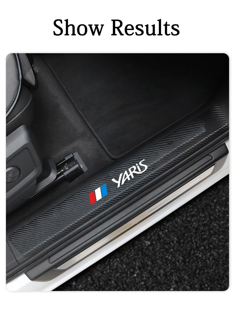 

For toyota Yaris 2019 2018 2017 2016 2015 4 pcs car door sill protector leather carbon fiber vinyl Car stickers Accessories
