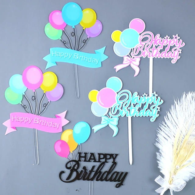 1pc ins acrílico redondo hexágono laser feliz aniversário bolo toppers para  mulheres dos homens crianças festa de aniversário decoração do bolo  suprimentos ferramentas - AliExpress