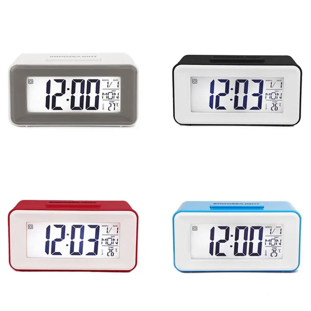 Desk Digital Clock Sound Control Backlight 12/24 H Snooze 8 Alarm Ringtones Bedrooms kids simple electronic clock