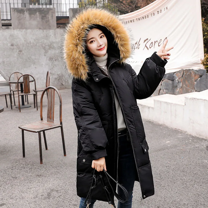 

2019 Winter New Style Korean-style Mid-length Very Fairy of Loose Cotton Coat Embroidered down Coat INS Hooded Coat