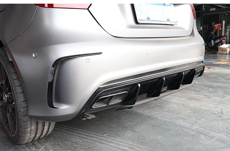 Для W176 передний спойлер сплиттеры Canards для Benz A Class A200 A250 A45 AMG- 8 шт. литьевая гарнитура украшение бампера