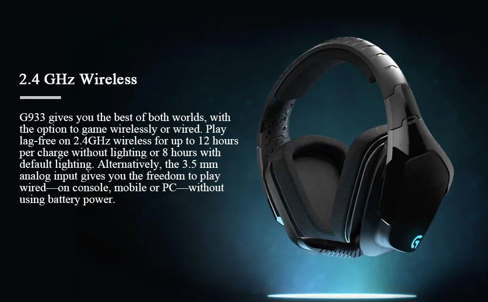Беспроводная игровая гарнитура logitech G933 7,1 RGB, многоплатформенные наушники DTS: Наушники X Dolby, Проводные/беспроводные наушники для PC Gamer