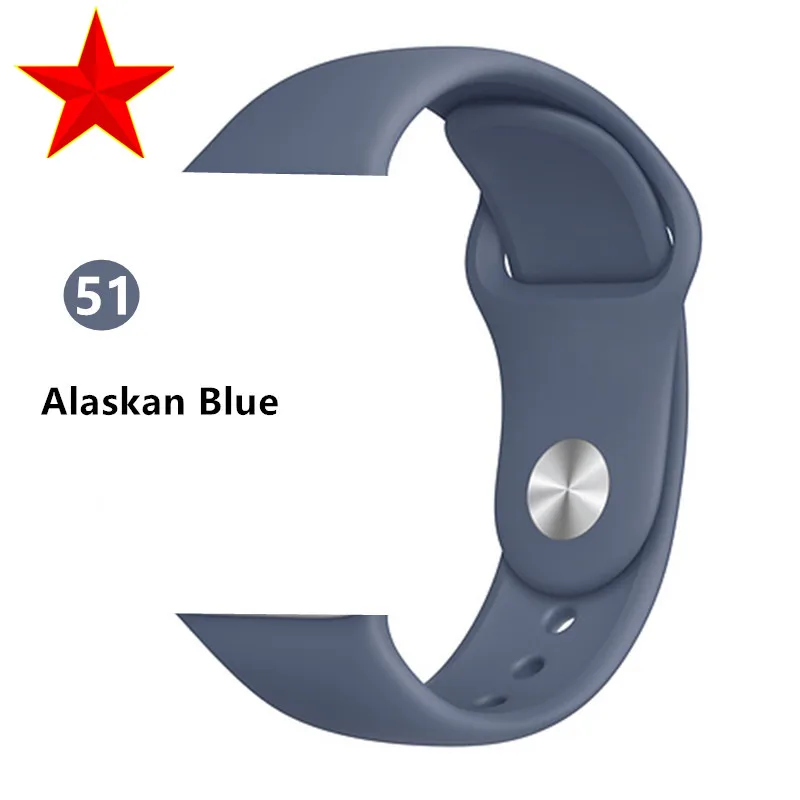 Alaskan Blue Ремешок для apple watch Band apple watch 5 4 band 44 мм 40 мм iwatch band 3 2 correa 42 мм 38 мм силиконовый браслет pulseira ремешок для часов - Цвет ремешка: Alaskan Blue