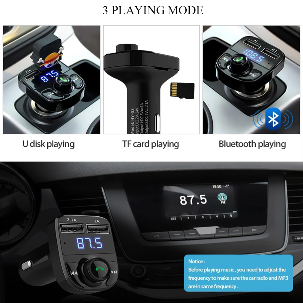 Handsfree FM передатчик Bluetooth автомобильный комплект аудио Aux модулятор mp3-плеер с 4.1A Быстрая зарядка двойной USB Автомобильное зарядное устройство