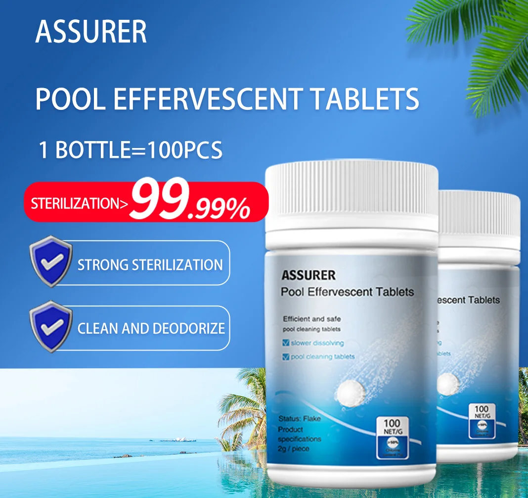 

100pcs Pool Cleaning Tablets Swimming Pool Purifying Effervescent Cleaner Disinfection Pills Chlorine Instant Tubs Spas Water