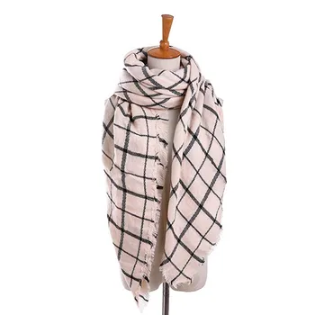 

Square scarf autumn and winter double-sided color lattice scarf increased blanket scarf shawl