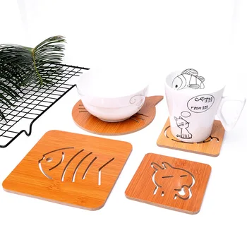 

Wooden Cartoon Insulation Pad Dining Table Non-slip Pot Mat Bowl Mat Large Creative Cute Tea Coaster Coaster